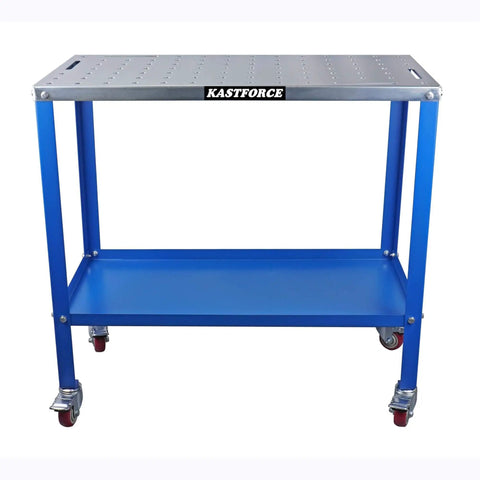 Rust Free Welding Table 36 By 18 Inches Beefed Up Universal Work Cart With Five Eighth Inch Hole Pattern Thirteen Gauge Top 1200 Lb Load Capacity Heat Resistant Up To 1600 Fahrenheit Ideal Welding Surface For Metal Fabrication And Shop Projects