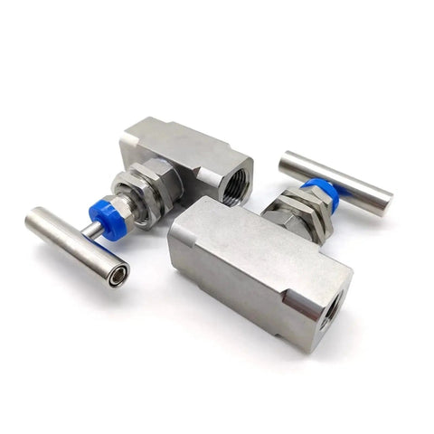 Stainless Steel High Pressure Needle Valve Pro Grade 6000 PSI for Precision Flow Control, showing female threads and panel mount design.