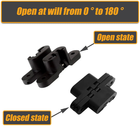 One Pair Hidden Gate Hinge Stainless Steel Invisible Door Hardware Concealed Barrel Hinge For Wood Doors Black Finish