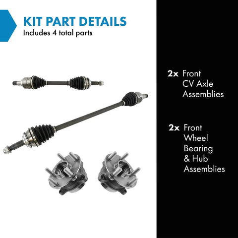 Front CV Axle And Wheel Bearing Hub Assembly Kit 4 Piece Fits 2010 2015 Toyota Prius 2012 2015 Prius Plug In And 2011 2017 Lexus CT200h Includes Two Front CV Axles And Two Front Hub Bearings