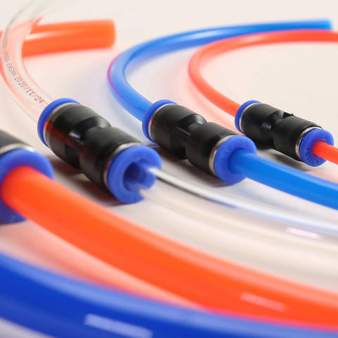40 pcs quick-connect straight push-to-connect pneumatic fittings kit with blue and orange tubing