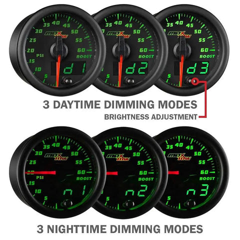 Double Vision 100 PSI Oil Pressure Gauge Kit with electronic sensor for trucks, three daytime and nighttime dimming modes, MaxTow