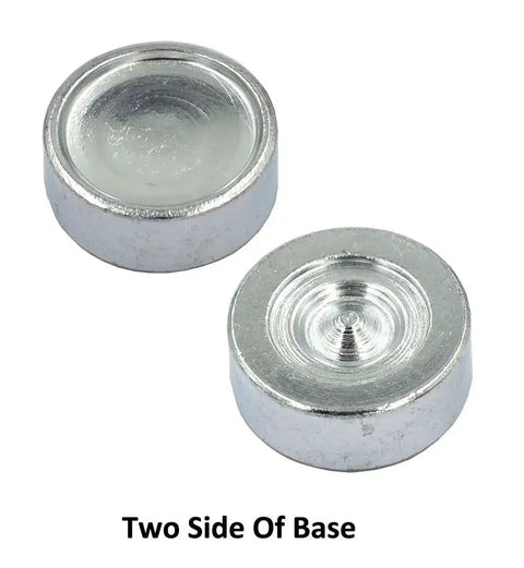 Two sides of the base from Metal Snap Button Setter Kit With 10 Snap Setters And Hole Punch Base For Installing 10mm 12.5mm And 15mm Snaps Plus 2.5mm And 3.5mm Holes A Must Have For DIY Leather Projects Bags Denim And Garments.