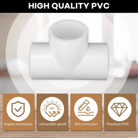 Sixteen Pack 1 Inch Tee PVC Fittings 3 Way Furniture Grade Pipe Elbow Connectors For DIY PVC Shelving Greenhouse Projects