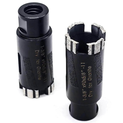 Heavy Duty Dry Diamond Core Drill Bit For Granite One And Three Eighths Inch With Five Eighths Eleven Thread Ostek 2 Pack Pro Grade