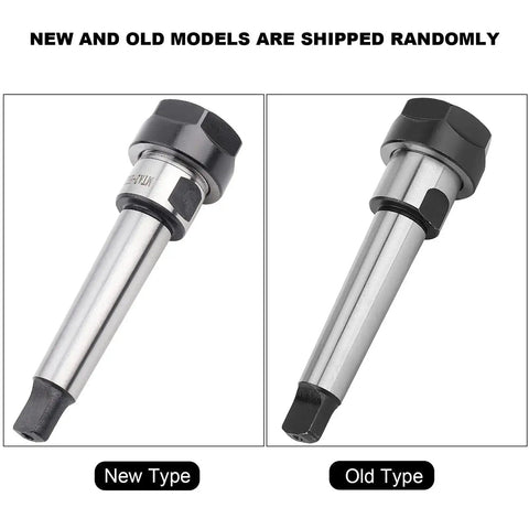 New and old models of heavy duty Morse taper chuck holder for MTA2 ER20 ER32 CNC lathe and milling tooling, side-by-side comparison.