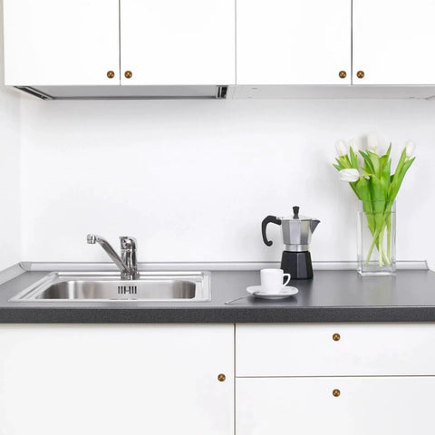Modern kitchen with Two Pack Antique Brass Kitchen Cabinet Knobs and Vintage Drawer Knobs in Aged Bronze Zinc Alloy Hardware.