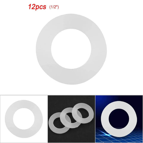 12 Piece Silicone Washer Gasket Set With Half Inch Sealing O Rings, White Flat Gaskets Wave Lock Washers in assorted views