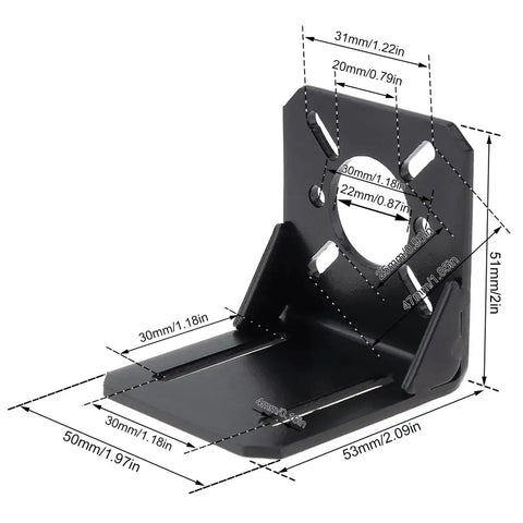 Universal L Type Motor Mount Bracket Two Pack for 750 755 775 795 850 895 DC Motors and 28 35 42 Stepper Motors Nema 17 side view