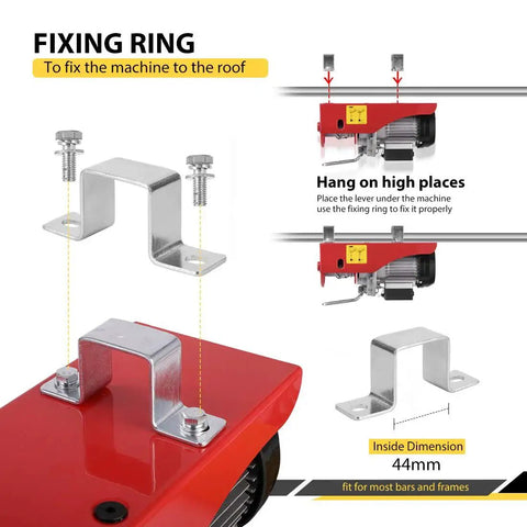 Electric Hoist 440 Lbs Winch 110V With Remote Control ETL Listed 38 Ft Lift fixing ring installation