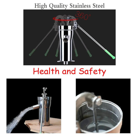 Stainless Steel Manual Well Pump with 360-degree hand crank, heavy duty high water yield, ideal for deep wells, gardens, and yard use.