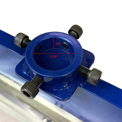 Close-up of Pro-Grade 12 Inch Press Brake Bender V Block Attachment with bolt measurements, designed for 12 or 20 ton shop presses.