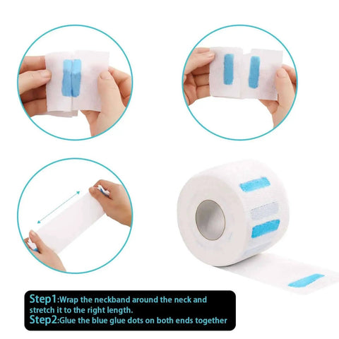 Disposable Neck Strips for Barbershop, 5 Rolls, Professional Hairdressing Paper Neck Shields, demonstration of use