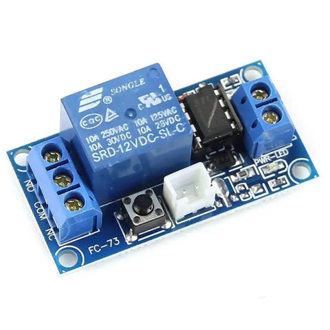 Close-up of a Two Pack 12V Single Bistable Self-Locking Relay Module Push To Start And Stop With Low Level Trigger for DIY projects.