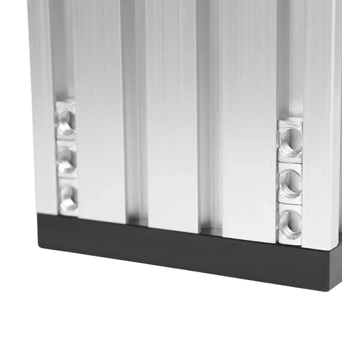 Close-up of Manual Sliding Table Linear Rail Guide With 9.84Inch Dual Optical Axis Easy Manual Positioning Rail for CNC machines.