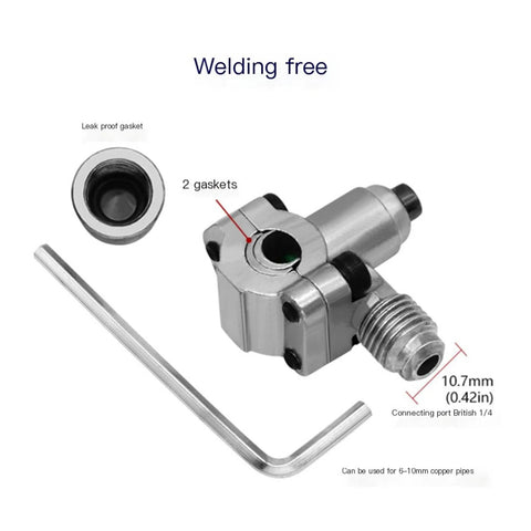 Refrigerator tap valve kit BVP31 with two gaskets and an L-shaped wrench, chrome finish for 1/4 in fittings