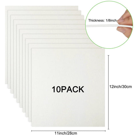 Kiln paper sheets, 10-pack, white ceramic fiber, 11 x 12 in, 0.12 in thick, high-temperature insulation for glass fusing