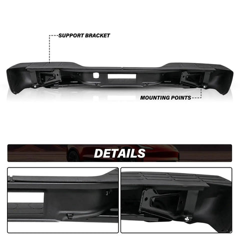 Chrome Rear Step Bumper Assembly Silverado and Sierra 1999 To 2007 Classic with support bracket and mounting points