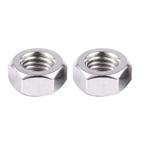 Two shoulder nuts from the Four Piece 320mm M8 Stainless Steel Threaded Rod Set With Shoulder Nuts Silver Tone For Hardware Molds And Construction.