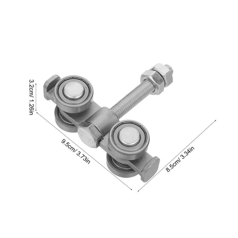 Sliding Door Track Roller Steel Carriage Guide Sliding Rail Curtain Pulley System with Metal Track Rollers, dimensions shown