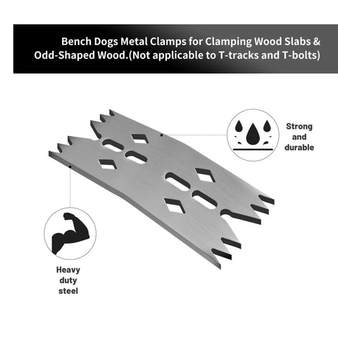 Six Piece Slab Clamping Dogs Set For Woodworking Tools, Pinch Dogs Router Sled for flattening slabs, highlighting robust steel design