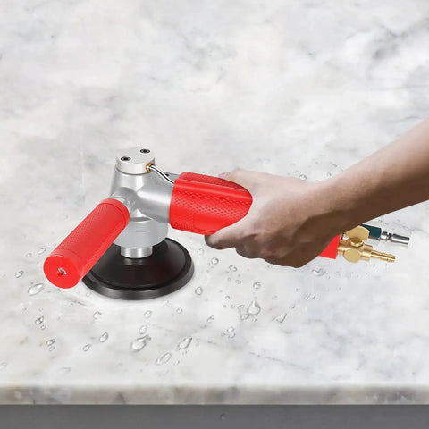 4 Inch Pneumatic Wet Stone Polisher with Water Jet for Marble Granite Concrete Polishing Air Sander 4300 RPM Pro Grade