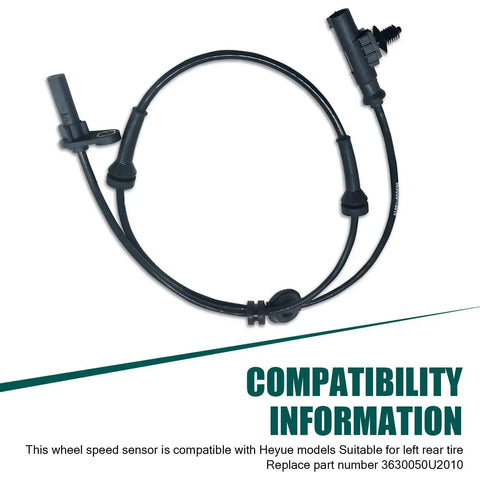 Wheel speed sensor for Heyue rear-left ABS, black, OEM 3630050U2010