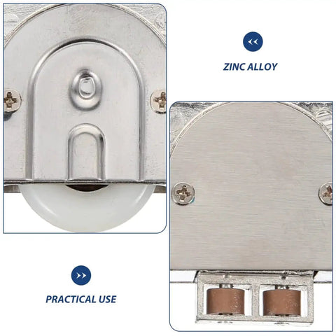 Close-up of Cabinet Sliding Roller Wheels Zinc Alloy Sliding Door Hardware, showcasing zinc alloy material and practical use features.