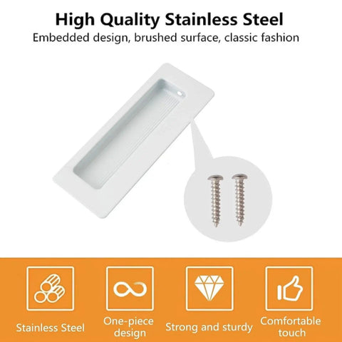 2 Pack Rectangular Recessed Concealed Door Handles 115mm Embedding Sliding Cabinet Pulls Stainless Steel With Screws
