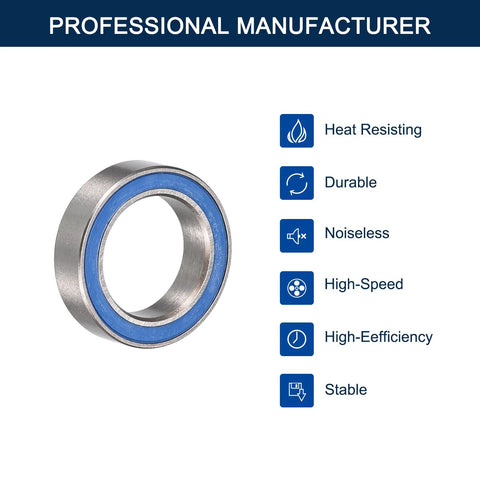 HiPicco 6701-2RS deep groove ball bearing, 12x18x4 mm, chrome steel with blue rubber seals