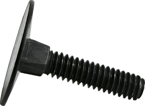 Hillman elevator bolt, 1/4 in x 1-1/4 in, black phosphate finish, side view