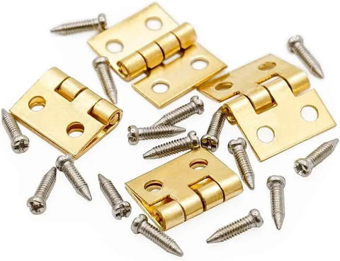 1 Set 1/12 Scale Tiny Dollhouse Door Hinges With 4 Pieces And 16 Screws For Totally Realistic Dollhouse Furniture Doors Cabinets And Diorama Decoration DIY Miniature Hardware