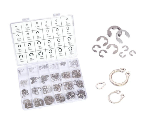 327Pcs E Clips Circlip Retaining Rings Kit With 24 Sizes From 1.2mm To 10mm Includes External C Clips Snap Rings 304 Stainless Steel External Retaining Rings Heavy Duty Tool Set For Machinery Automotive DIY