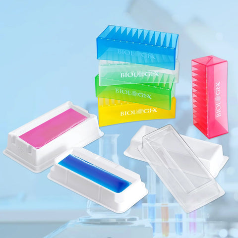 Biologix 55ml reagent reservoir, single-channel PS plastic, pack of 20; colorful stacking blocks