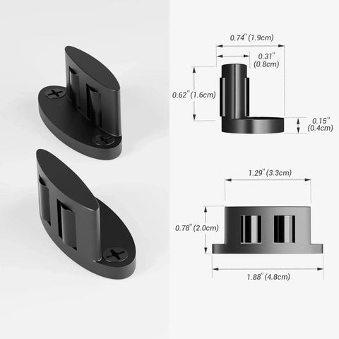 Sliding Barn Door Floor Guide With Adjustable Rollers, Double-Sided Bearing Design, Floor Mounted Black Finish, dimensions shown
