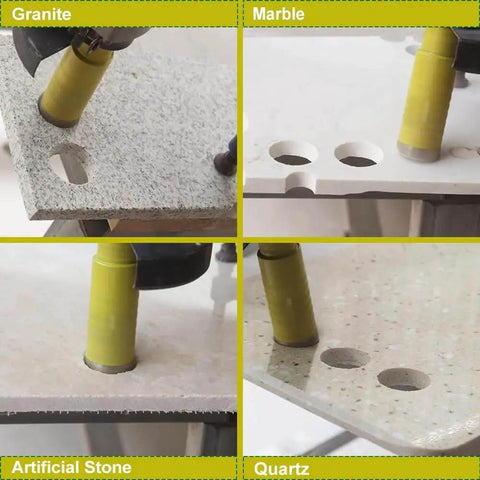 2 Inch Diamond Core Drill Bit For Wet Or Dry Drilling Hole Saw For Granite Marble Concrete And Quartz SANLEETEK Laser Welded 50mm Bit With 10mm Diamond Height And 25/35 Grit 5/8-11 Thread shown drilling stone surfaces