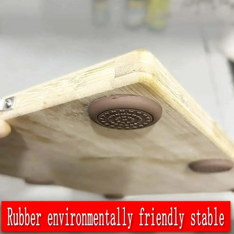 Anti Slip Cutting Board Stabilizer Pads With Self Adhesive Rubber Feet attached to chopping block corner