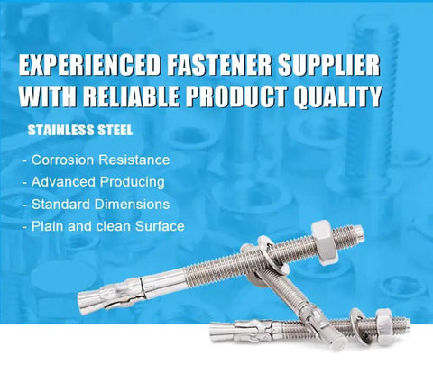 Three Eighths Inch By Three Inch Concrete Anchor Set In 304 Stainless Steel Wedge Anchors With Screws Kit Ten Pieces.