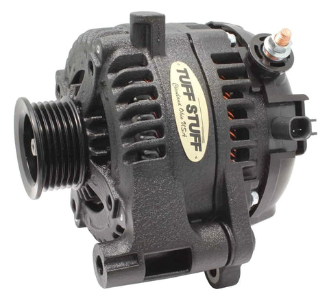 Beefy 250 Amp 12V External Regulator Alternator With 6 Rib Serpentine Pulley, Black Wrinkle Finish, Heavy Duty Upgrade for Jeep Wrangler JK 2012 to 2018