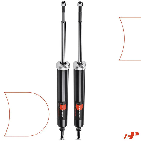 Two A-Premium rear shock absorbers for BMW, black bodies with chrome shafts
