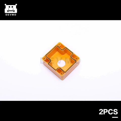 Yellow base for Red Mushroom Emergency Stop Push Button Switch 22mm CNC DPST Latching E Stop, square design, 2 pack.