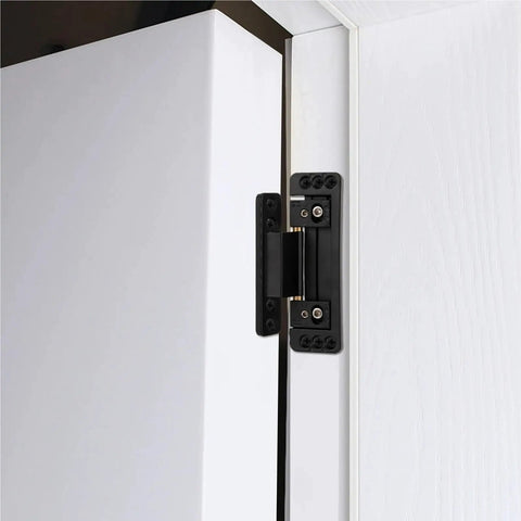 Hidden Door Hinges With Covers Zinc Alloy Heavy Duty Invisible Hinges For Secret Doors Adjustable Black Finish installed view