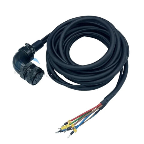 A2 Series servo motor brake cable with holding brake, 30m standard cable; black jacket, circular connector end and exposed multi-color leads