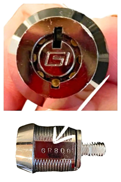Close-up of GR800 Lock Key for Speed Queen Commercial Washers and Dryers Replaceable 1 Key Fits GR800 Model.