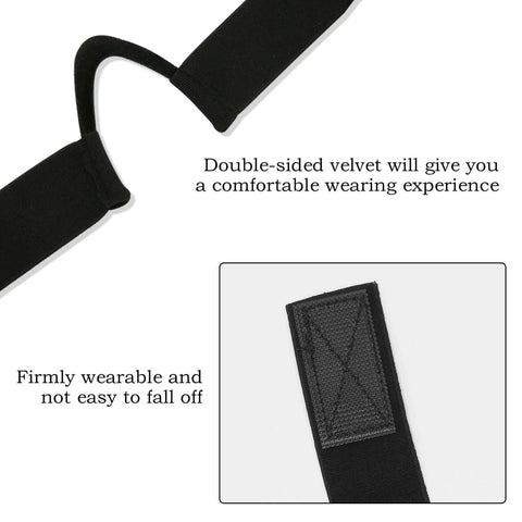 Close-up of black double-sided velvet wig band with C-shaped ear cutouts, ideal for painless wig melting, secure fit, three-pack.