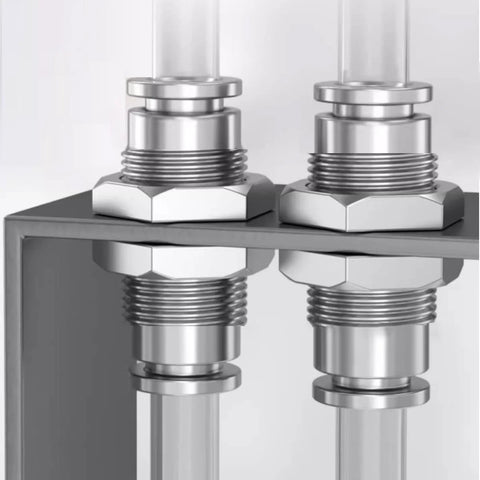 2 pcs bulkhead union fittings, 304 stainless steel, 3/8 x 3/8 in tube OD, push-to-connect pneumatic fittings
