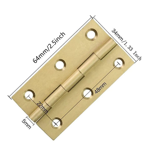 8 Pack 2.5 Inch Brass Butt Hinges For Cabinets And Drawers, Solid Brass Rust Resistant, Easy Install With Pre Drilled Holes
