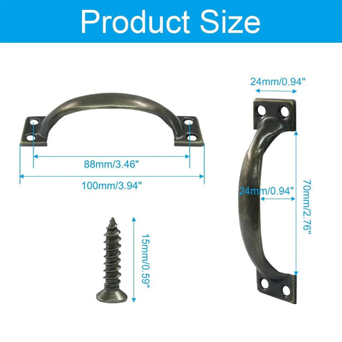 4 Pack Metal Door Handles 4 Inch Silver Rustic Gate Pulls size guide with dimensions and screw