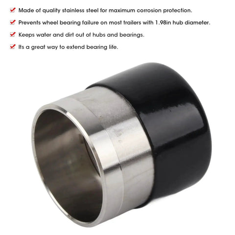 Close-up of stainless steel bearing protector from 4-Piece Trailer Lubricator Tool Set With 1.98in Stainless Steel Bearing Maintenance Accessory For RVs Trailers And Vehicles Corrosion Resistant Wheel Bearing Protection Kit For Harsh Environments And Salt Air.