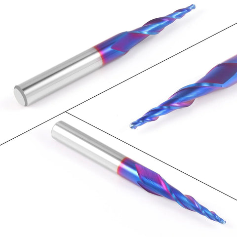 Tapered Ball Nose End Mill Pro For CNC Router 1/4 Inch Shank 1/16 Inch Tip 1/32 Inch Radius 5.4 Degree Solid Carbide Bit